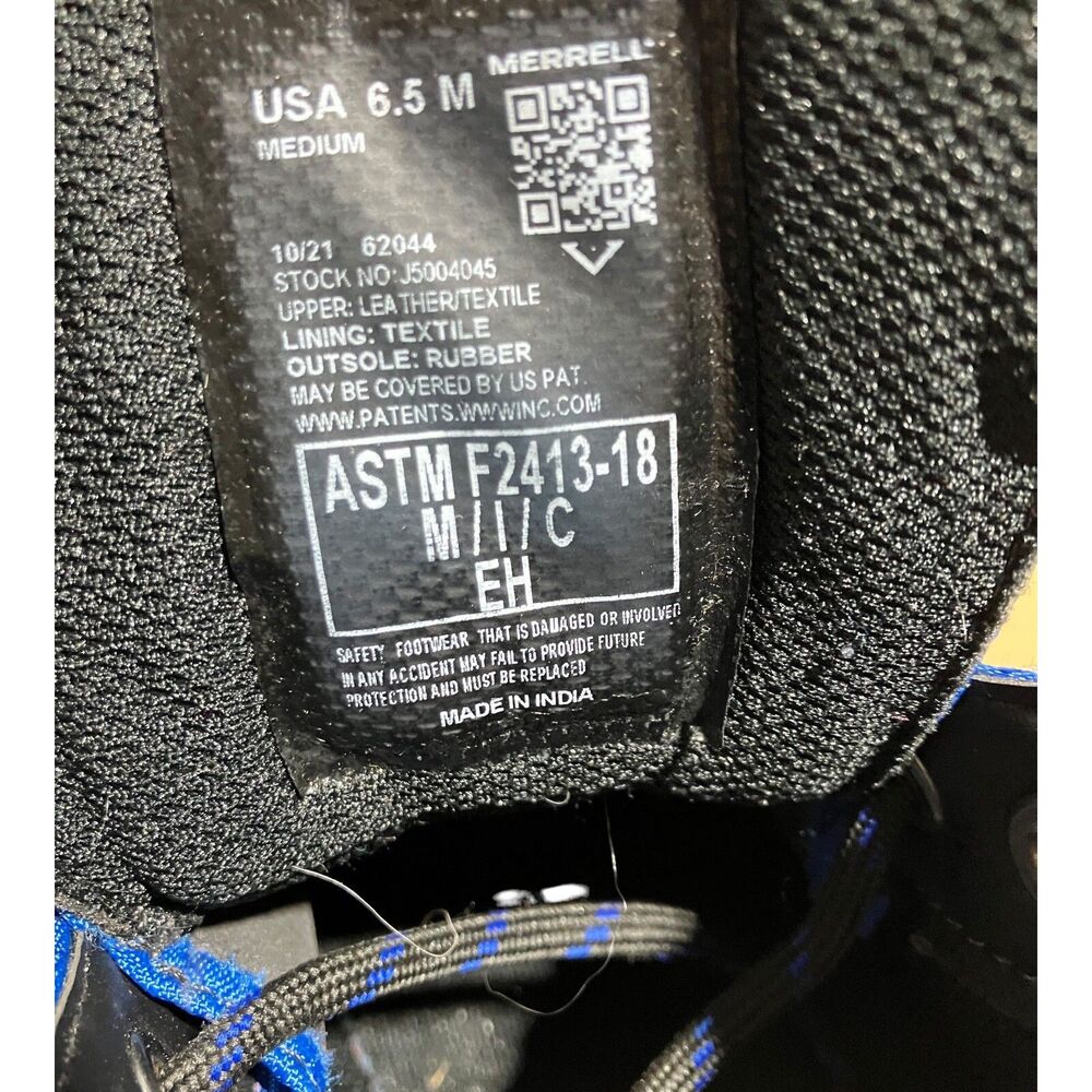 Merrell Steel Toe Moab Work Boots Mens 6.5 Blue EH Safety Industrial Utility‎ - Picture 4 of 8